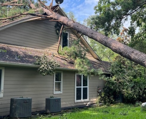 storm damage on house